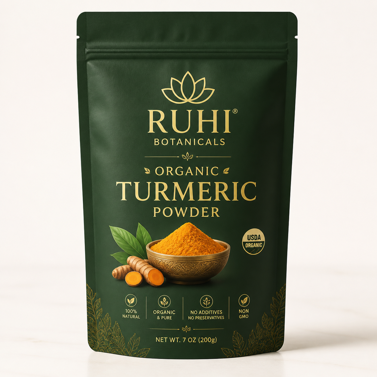 Ruhi Botanicals Organic Turmeric Powder 200g pouch