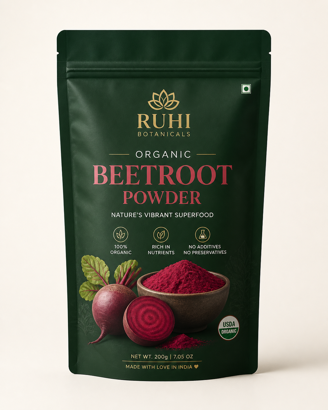 Ruhi Botanicals Organic Beetroot Powder 200g pouch